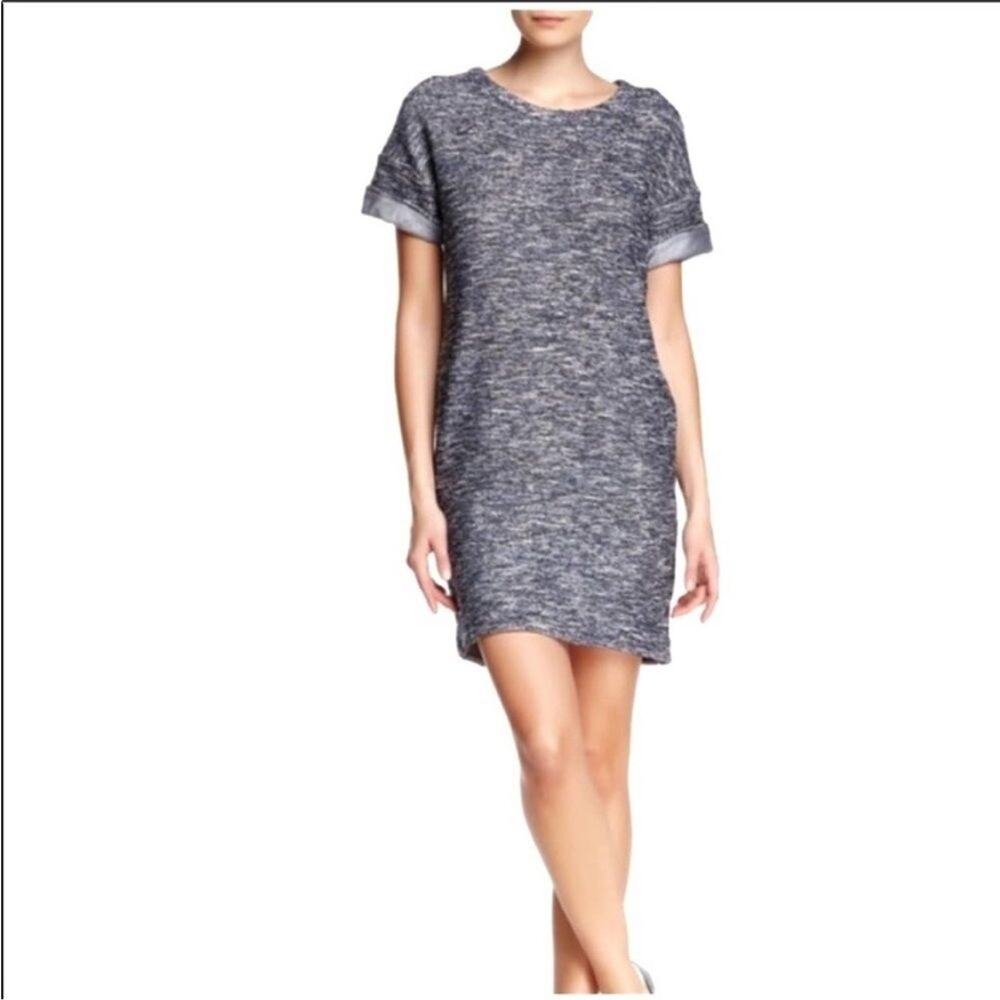 Vince Blue Tweed Rolled Sleeve Dress Size S